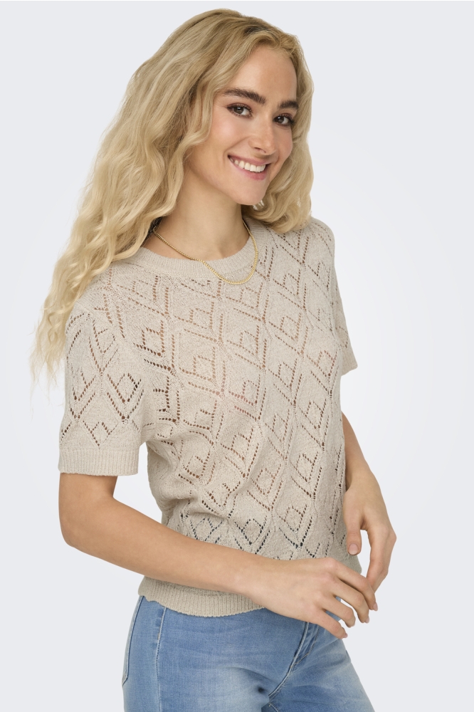 ONLSUNNY S/S STRUCTURE PULLOVER KNT 15350928 PUMICE STONE